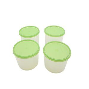 Vintage Tupperware Clear Containers with Green Lids NEW